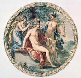 Apollon avec sa lyre, Mercure et une muse